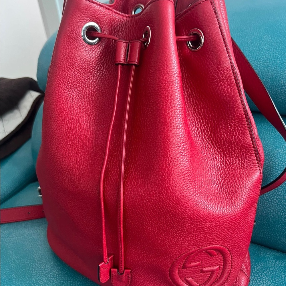 Gucci Leather Drawstring Bag - Picture 3 of 11